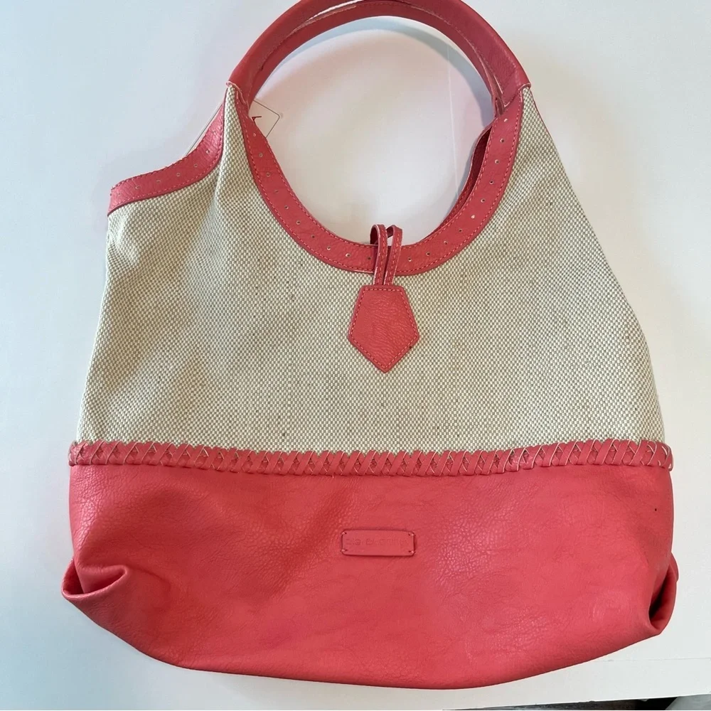 Big Buddha Hobo Bag Women Large Coral Pink NWT Tassel Bamboo Boho Canvas Good